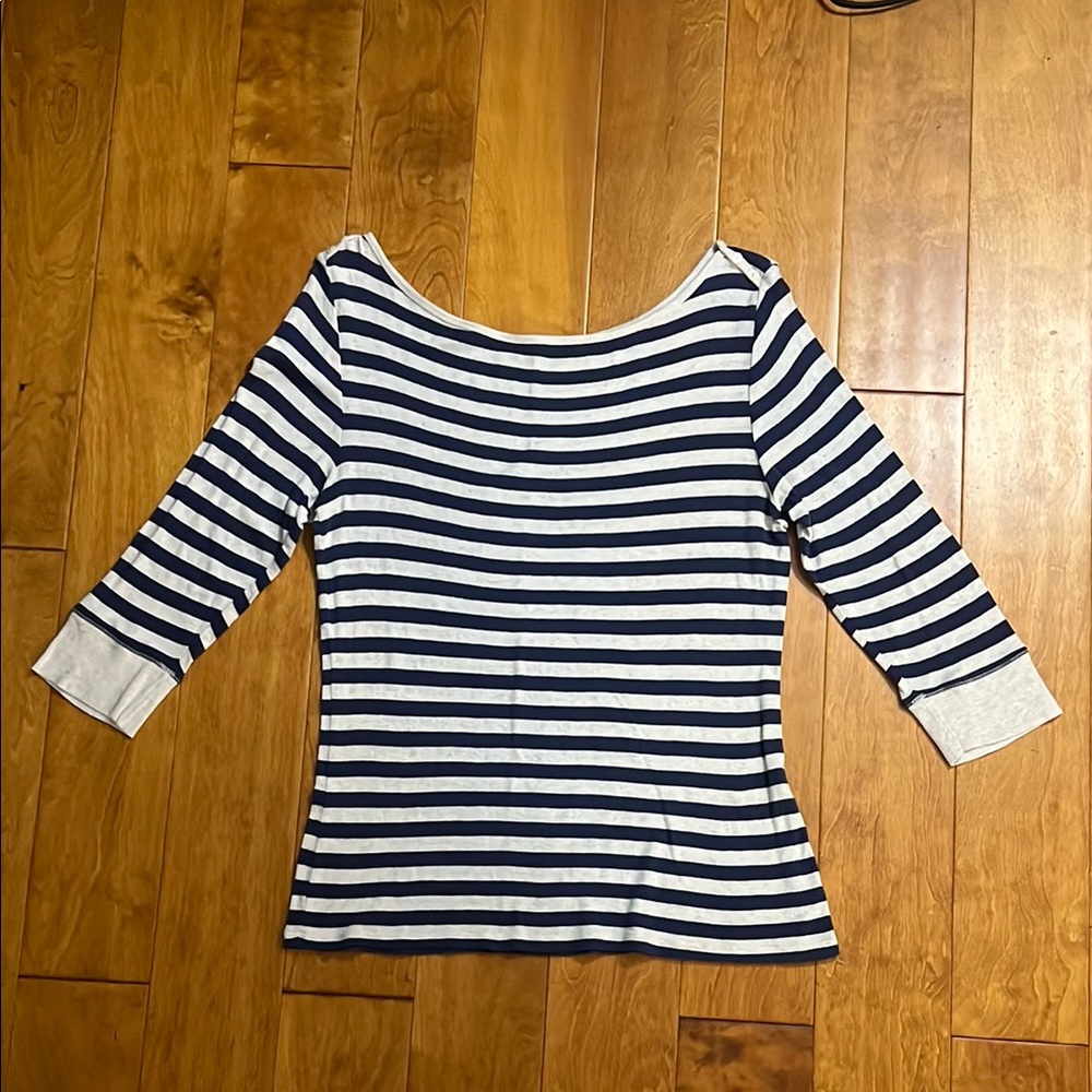 Old Navy Navy and White Striped Long Sleeve Tee